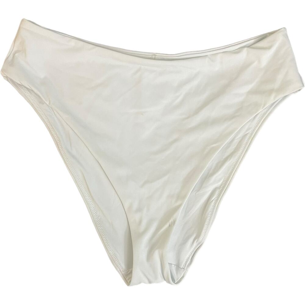 Andie The Bikini Bottom size L White High Waist Sample with Flaws